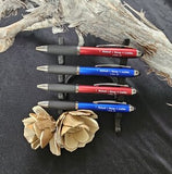 Pen softtouch; blauw, geloof hoop liefde