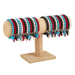 Stenen kralen armband met kruisje - ZWART
