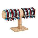 Stenen kralen armband met kruisje - ZWART