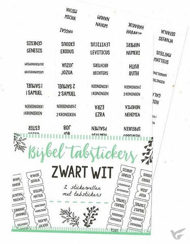 Bijbel tabstickers zwart wit