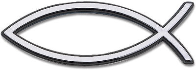 Auto embleem - ichtusvis - 13cm - zilverkleurig