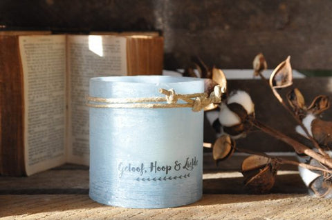 Windlicht maat S - Geloof Hoop & Liefde - Blauw