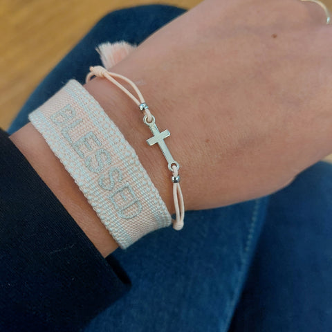 Armband Blessed - zacht roze