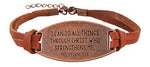 Armband leer/metaal -  bruin